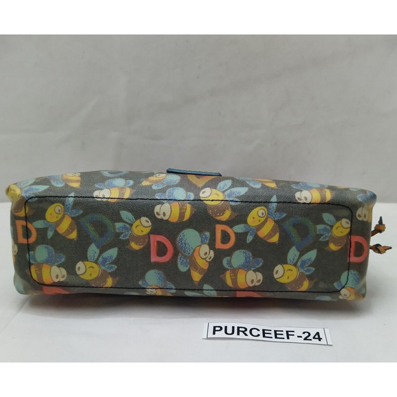Dooney & Bourke Multicolor Bees Coated Canvas Leather Trim Hobo Shoulder Bag - Picture 8 of 16